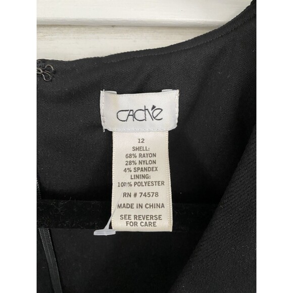 Cache Womens Dress Size 12 Large Black Cocktail Belt LBD - Picture 2 of 9
